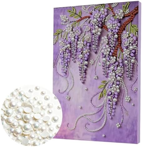 DIY Pearl Painting with Frame, Creative Design, Handmade Stress-Relieving Home Wall Decoration, Includes Frame and Tools-Wisteria - Image 6