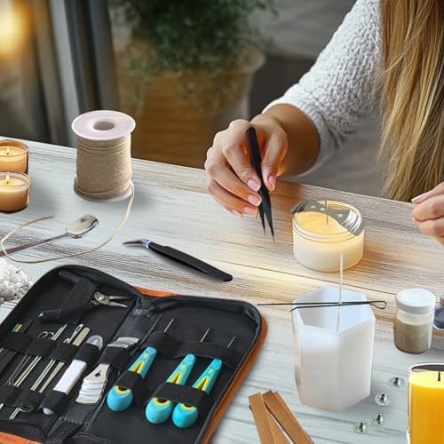 Candle Making Kit for Adults Beginners with Storage Bag, Candle Making Supplies Used for Punching and Inserting Candle Mold Wicks, Candle Making Tools Including Punching Needle with Hook and Large Eye - Image 5