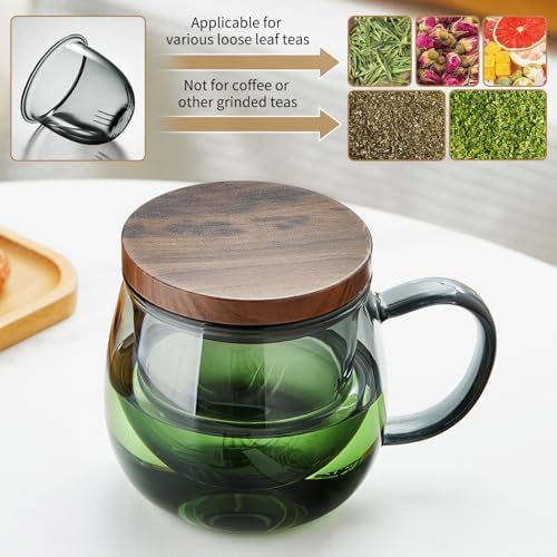17 OZ Glass Tea Cup with Infuser and Lid, 500 ML Large Borosilicate Teacup, Clear Mug for Loose Leaf Tea, Blooming Tea, Tea Bags - Perfect Christmas or Birthday Gift for Women - Image 4