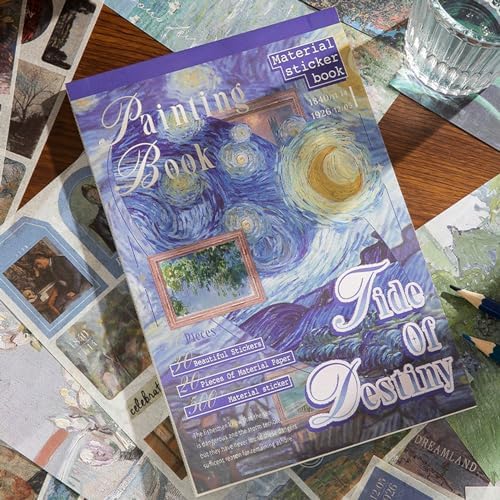 Vintage Scrapbook Stickers, 50 Sheets Aesthetic Oil Painting Sticker Book for Adults with 450pcs Washi Stickers and 20 Sheets Scrapbook Paper Ephemera Sticker Book for Junk Journal Journaling Supplies - Image 6