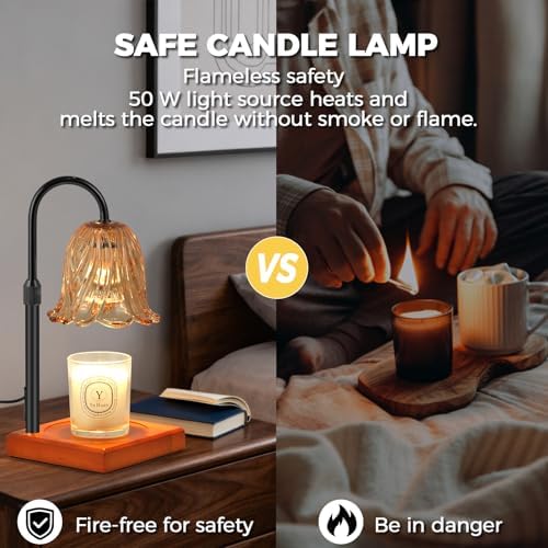GODONLIF Flower Candle Warmer Lamp with Timer, Black Electric Candle Lamp - Image 2
