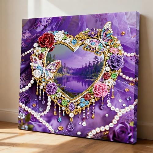 ARTopet DIY Pearl Painting Kit with Frame Gemstone Pearl Diamond Dots Beads Canvas Art Craft for Adult Beginners Display for Tabletop and Wall Mounting Home Decor-Mirror - Image 4