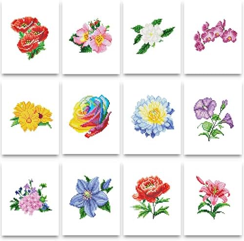 PeakLuv Small Diamond Art Kits Flowers Mini Diamond Painting Kit for Adults by PeakLuv