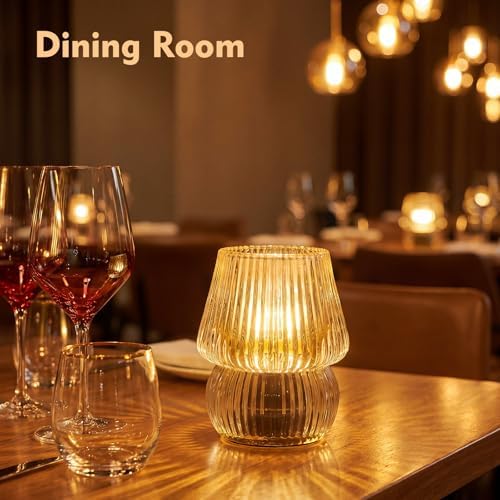 Small Battery Operated Lamp with Timer, Mushroom, Amber - Image 4
