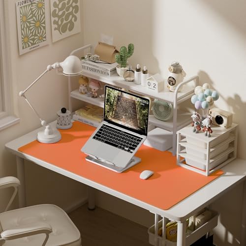 Aothia Faux Leather Desk Mat – Large Mouse Pad, Non-Slip PU Leather Blotter, Waterproof Writing Surface for Office and Home (Hermes Orange, 47.2" x 23.6") - Image 3