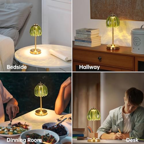 Shenmoyl Tulip Table Lamp with 5000mAh Battery & Touch Control, Cordless Table Lamp with 3 Colors, Dimmable Rechargeable Table Lamps for Bedroom, Nightstand, Living Room, Entryways (Green Tulip) - Image 5