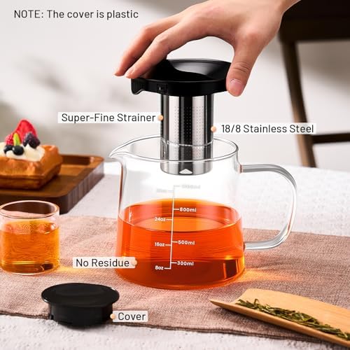 PARACITY Tea Pot with Infuser, Clear Stovetop Glass Tea Kettle with Scale - Image 3