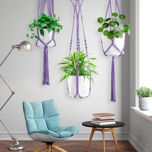 SFENNGPET Macrame Plant Hangers, 6Pack Hanging Planters for Indoor Plants - Image 4