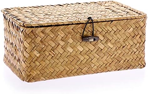Hipiwe Wicker Shelf Baskets Bin with Lid X-Small Handwoven Basket for Shelf - Image 5