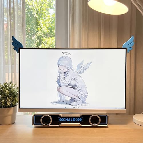 Kawaii Blue Angel Wings Monitor Decor - Aesthetic Gaming Setup Accessories for Gamers & Anime Lovers, Unique Self-Adhesive Computer Ornament (Left & Right Wings) - Image 3