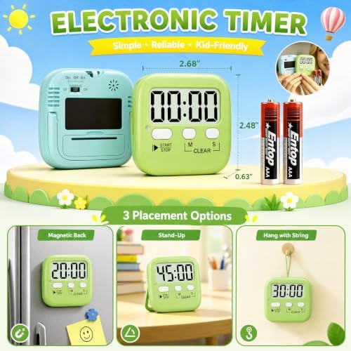 Antonki 2 Pack Digital Timer for Kids Classroom Kitchen Timers for Cooking - Image 5