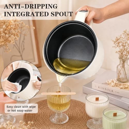 KEARLGMBH Electric Wax Melter with LED Display, Candle Making Kit for Adults，Wax Melt Warmer with 6 Level Temp Control, Large Capacity Wax Melting Pot, Candle Making Supplies - Image 6