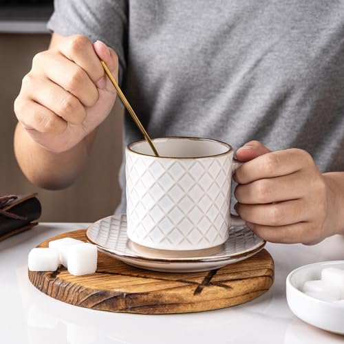 GBhome 6 OZ Stackable Coffee Mugs Set of 4, Ceramic Coffee Cups Set - Image 5