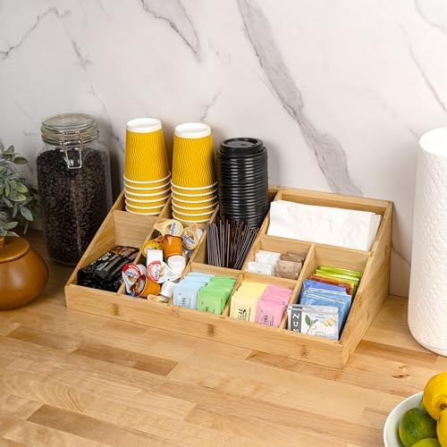 happimess Bambury 18" Cup and Condiment Station Bamboo Organizer, Natural - Image 2