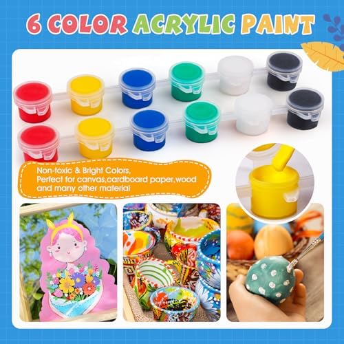 ESRICH 8 Set Mini Acrylic Paint Kit, 5in Mini Canvas with 7.5in Easel - Image 5
