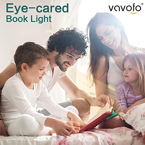 VAVOFO Rechargeable Book Light for Reading in Bed Kids, 7 LED Reading Light with 9-Level Warm Cool White Daylight, Eye Care Lamp with Power Indicator for Bookworms (Green) - Image 6