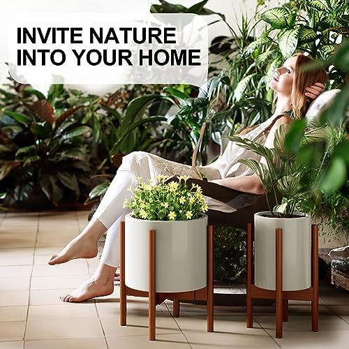 MUDEELA Plant Stand for Indoor, Bamboo Material, Dark Brown, 14.5 Inch Tall - Image 6