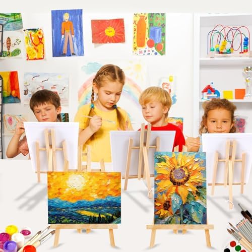 240 PCS Professional Painting Set with 20 Wood Easels, 20 Packs 200 Brushes - Image 7