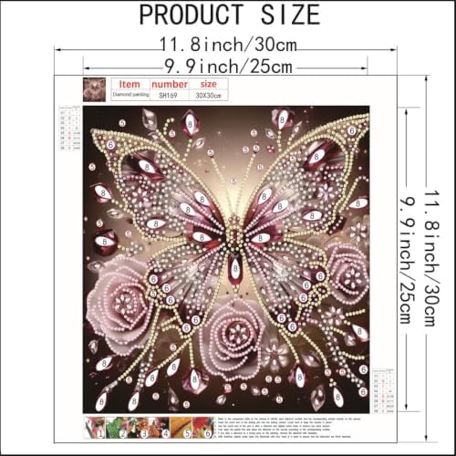 5D Diamond Art Kits for Adults Butterfly Rose Diamond Painting Kits 12x12in - Image 5