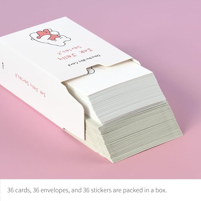 Monolike Day-by-day Card, Ink Jelly Series.2 - Mix 36 Mini Single cards, 36 envelopes, 36 stickers Package