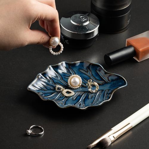 Reactive Glaze Leaf Ring Dish, Trinket Tray with Gift Box - Image 4