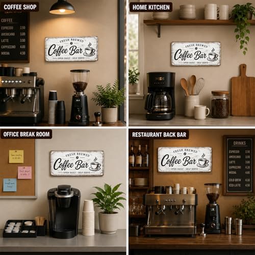 Rustic Coffee Bar Wooden Sign, Farmhouse Coffees Station Decor for Kitchen Counter, Small Cafe Plaque for Home Coffee Bar, Shelf and Countertop Decoration -A02 - Image 6