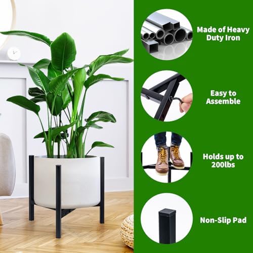 Airpark 3-Pack Adjustable Plant Stands Indoor, Metal Flower Pot Holder, Modern Plant Shelf for Balcony Patio Office Corner (Fits 8-12 Inch Pots, Plants Pots Not Included) - Image 4
