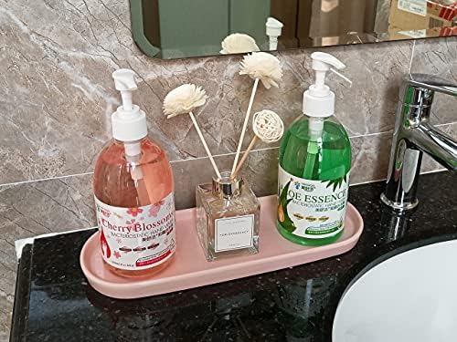 Ceramic Sink Tray, Bathroom Counter Tray, Bathtub Tray, Cosmetics Dish, Candle Tray, Perfume Shampoo Liquid Soap Tray Simple Style Design Suit for Bathroom and Kitchen (Pink) - Image 2