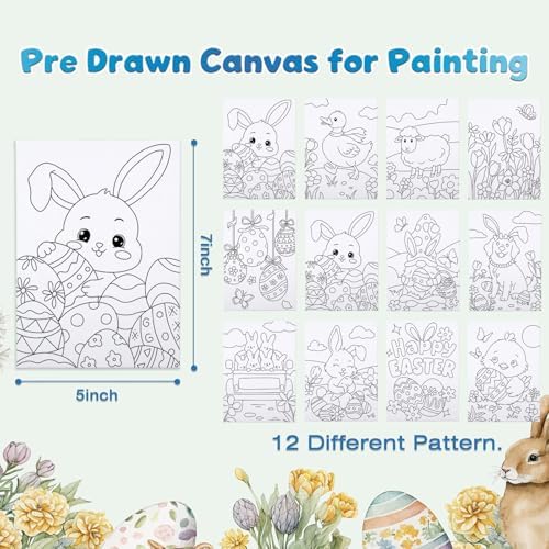 Louise Maelys Easter Pre Drawn Canvas to Paint for Kids,12 Pack - Image 2