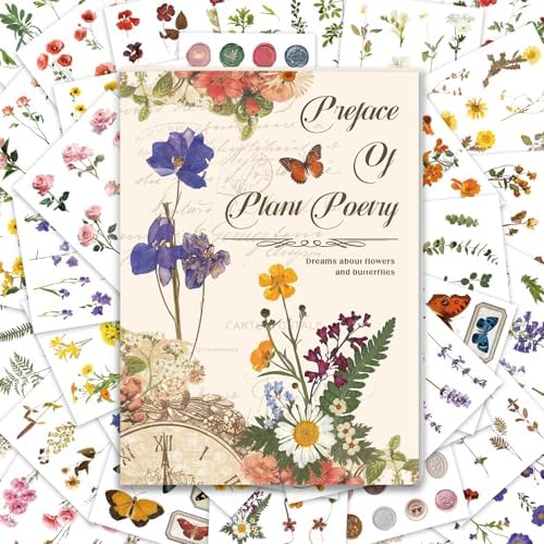 PRSTINCOL Flower Sticker Book, 40 Sheets 470pcs Floral Botanical Themed Journaling Supplies for Scrapbooking Supplies Aesthetic Junk Journal Craft DIY Craft Card Making Laptop by PRSTINCOL