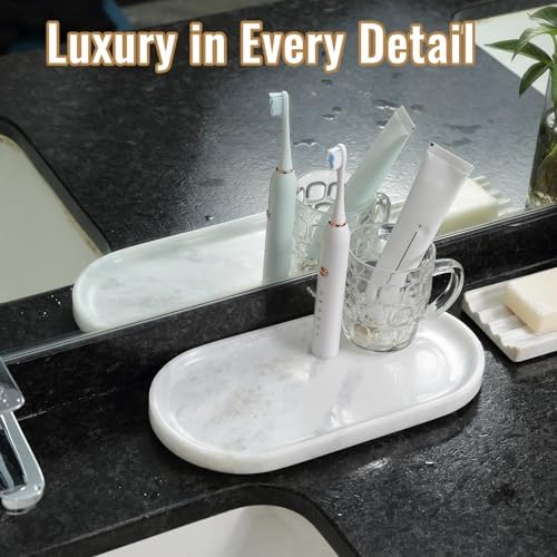 Koville African Natural Marble Decorative Tray, 12"x6" - Countertop Organizer, Catchall Tray for Perfume, Candles, Jewelry - Image 6