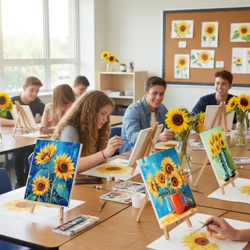 Sherr 24 Pcs Pre Drawn Canvas for Adult, Sunflower, 8 x 10 Inch - Image 6