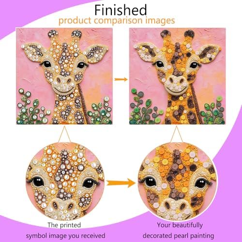 Framed Button Art Kit 11.8" DIY Mosaic Craft for Adults(Giraffe) - Image 4