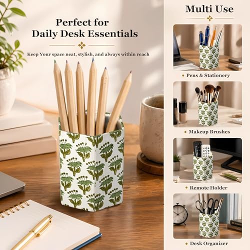 CPC Emerald Green Block Print Cotton Pen Holder Set of 2 - Image 4