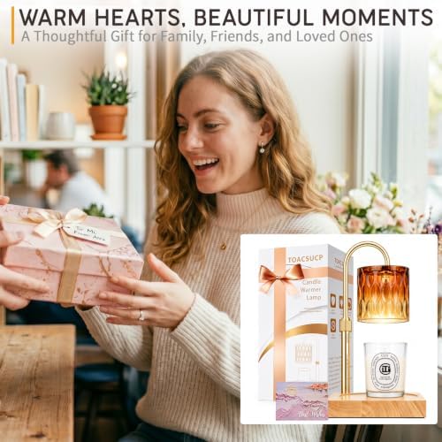 TOACSUCP Candle Warmer Lamp with 3 Bulbs, Adjustable Height Dimmable Candle Warmer with Timer, Compatible with Large Jar Candles, Candle Lamp with Charming Gift Box Ribbon for Her/Him (Amber Orange) - Image 7