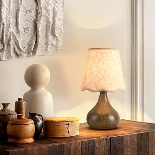 Ziqqeelam Wood Grain Small Table Lamp, Farmhouse Bedroom Lamps for Bedside Nightstand, Vintage Small Table Lamps for Small Spaces for Kitchen Counter, Home Office, Living Room, Kids Dorm, Bookshelf by Unknown
