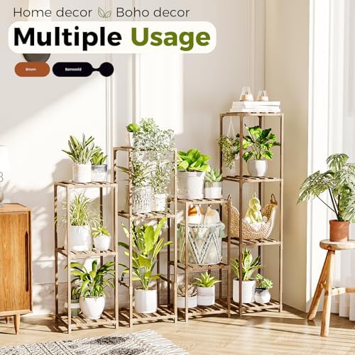 Bamworld Plant Stands Indoor 4 Sets Plant Shelves Outdoor - Image 4