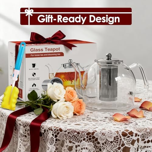 1800ml Glass Teapot with Infuser, Stovetop Safe Large Tea Pot - Image 5