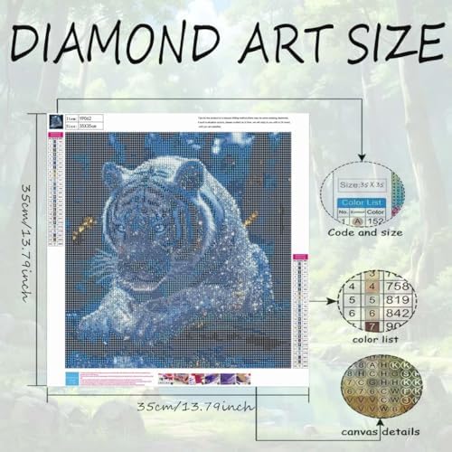 OJTOYART Diamond Art Kits for Adults Beginner-5D Diamond Paintings Kits for Luminous Tiger Full Round Drill Diamond Dot Gem Art Painting Kits,for Home Wall Decor 13.79 X 13.79 Inch - Image 6