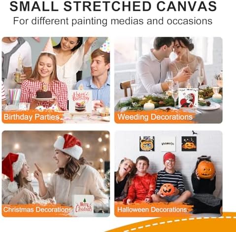 ESRICH Small Stretched Canvas for Painting 6x6 inch, 2/5''Profile Art Primed 8 Pack Canvases for Painting, Cotton Small Professional Blank Paint Canvas for Kids and Art Supplies, for Acrylics, Oils. - Image 6
