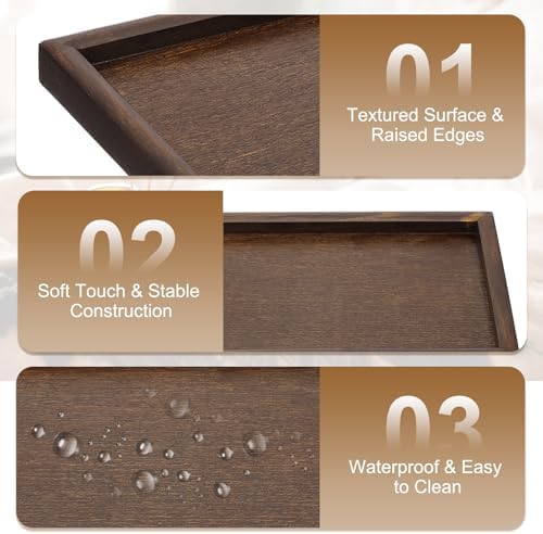 Wooden Serving Tray Rectangular Wood Serving Tray Decorative Platter, 11.8x7.9 Inch Fit for Home Decor Kitchen Coffee Table Candle Holder, (Brown) - Image 3