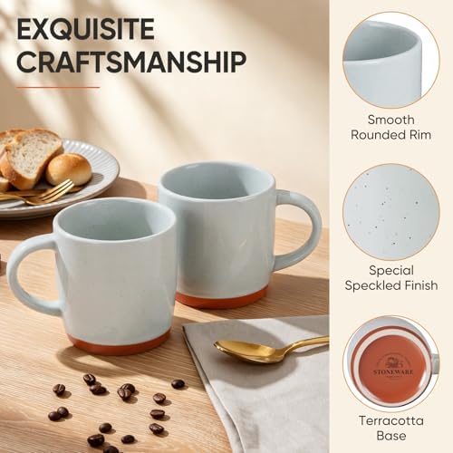E-far Ceramic Coffee Mug Set of 4, 12oz Modern Coffee Cups, Speckled Gray - Image 3
