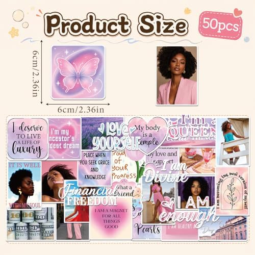 Purple Vision Board Supplies - 50 Pcs Aesthetic Black Girl Stickers - Image 2