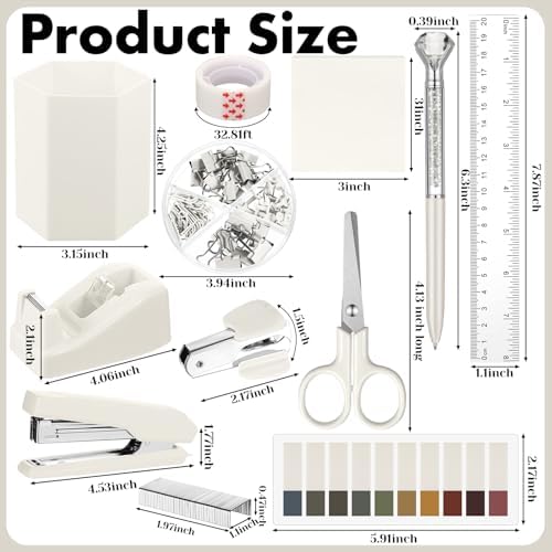 Marspark 12 Pcs Beige Desk Accessory Set Office Supplies Kit - Image 2