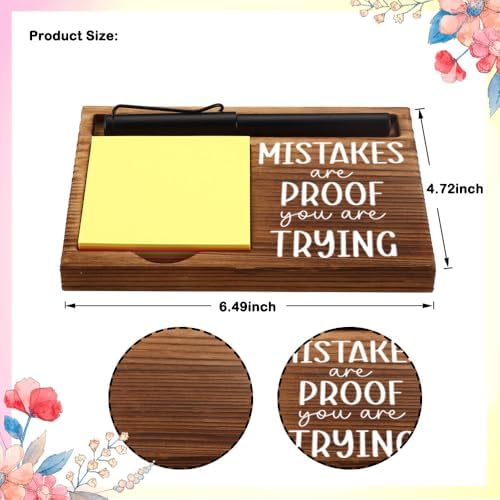 FOUGSTA Mental Health Office Gifts for Women, Psychologist Gift, School Counselor Desk Decor, Office Gifts for Therapy, Wooden Notepad Pen Holder With Appreciation Quotes,16.5 x 12 x 1.5 cm,XXN24 - Image 5
