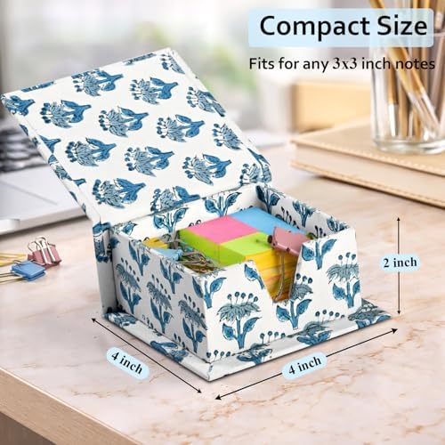 CPC Apatite Blue Block Print Cotton Desk Organizer Sticky Note Holder - Image 4