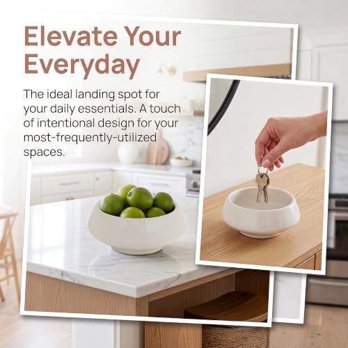 Irregular Ceramic Decorative Bowl Style Planter & Catchall Tray for Keys, Modern Centerpiece Bowl for Home Decor 3.9" L x 3.9" W x 2" H White - Image 4