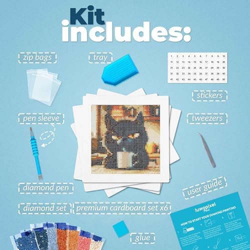 LuwoArte 6 Pack Naughty Cats Diamond Art Kits for Adults Beginners - Image 2