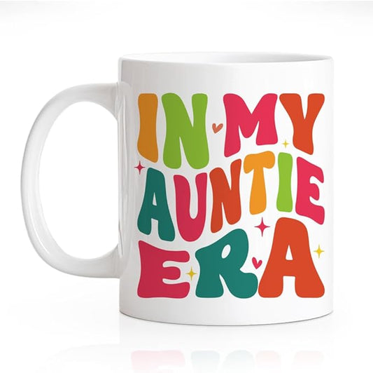RZHV In My Auntie Era 11 Oz Novelty Mug, Cute Butterfly Family Ceramic Mug, Aunt Gifts From Niece Nephew, Birthday Gifts For Aunt New Aunt To Be Aunt, Mother's Day Gifts for Auntie, Aunt Mug Cup Gifts