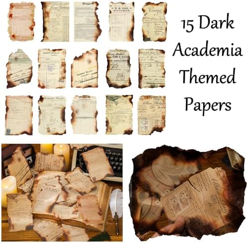 Vintage Aesthetic Scrapbook Supplies Kit with Scrapbook Paper, Stickers, Bookmarks for Scrapbooking, DIY Albums, Junk Journals, Bullet Journals, Dark Academia Aesthetic Decor (Dark3 149 Pcs) - Image 4